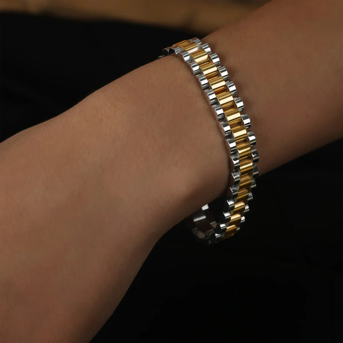 ARADOO Titanium Steel Watch Band Men's Bracelets Stainless Steel Magnetic Wristband Bracelet Gentlemen Jewelry Gifts