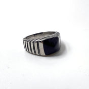 Square Simple Ring Stainless Steel Black Epoxy Vintage Men Ring Geometric Gift Fashion Women Unisex Punk Metal Jewelry