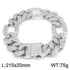 Hip-Hop Jewelry CZ Cuban Chain Man Bracelet Necklace Set Luxury Gold Color 60CM Long Stainless Steel Men's Necklace &