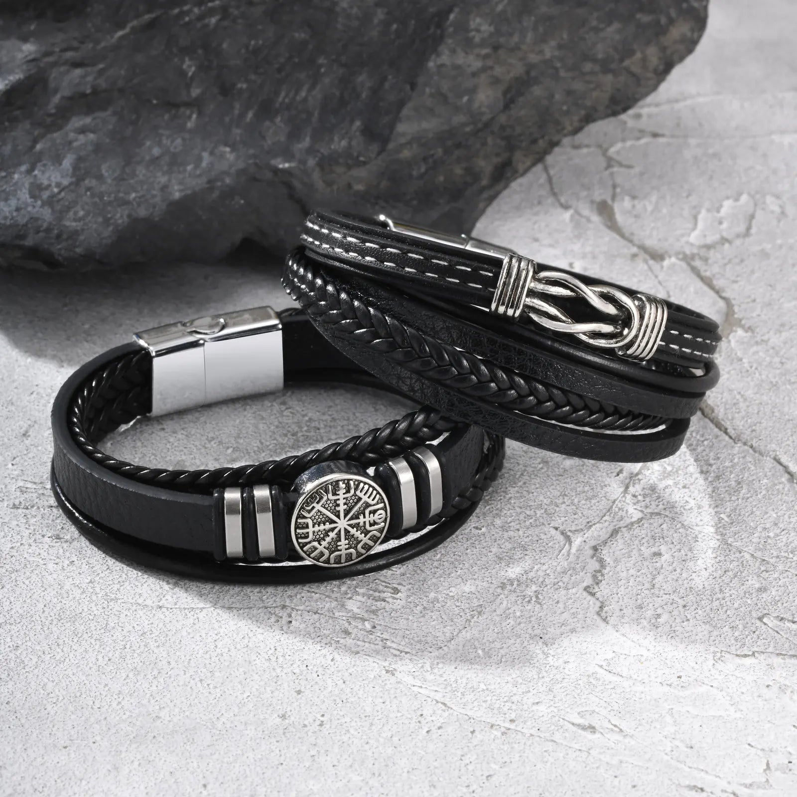 Viking Multi Layer Braided Leather Bracelet