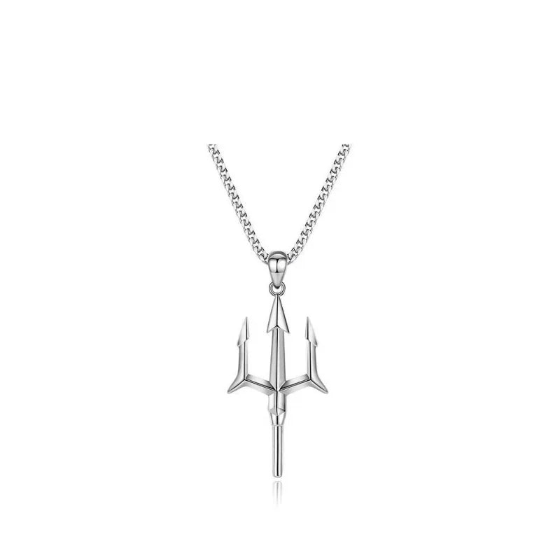 2024 New Style Neptune Trident Necklace Men's Tide Brand Niche High Design Sense Fashion Jewelry for Gift