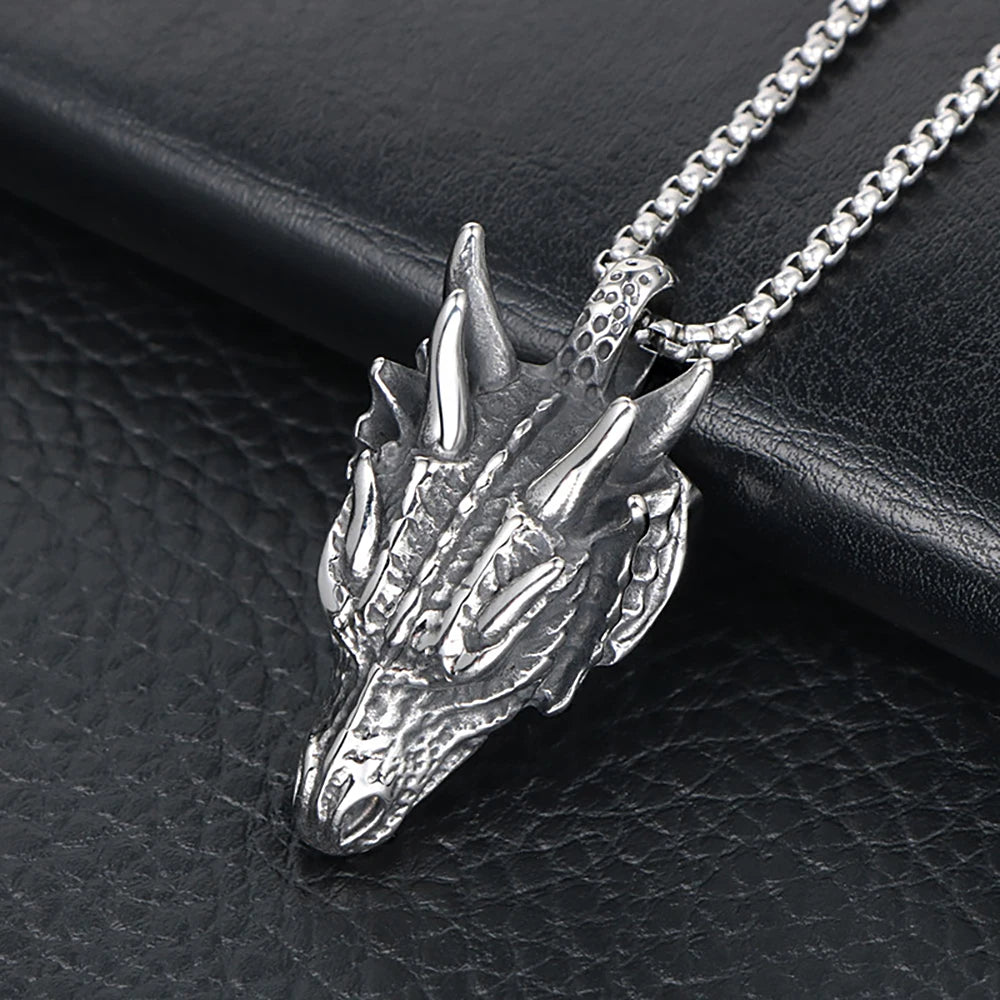Dragon Head Pendant Necklace — Stainless Steel