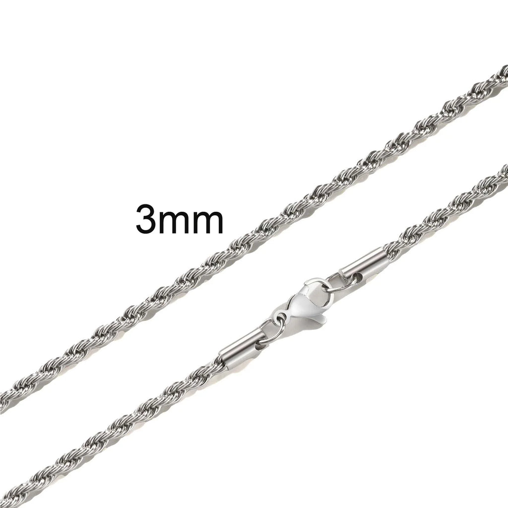 Twisted Rope Chain Necklace 5mm — Stainless