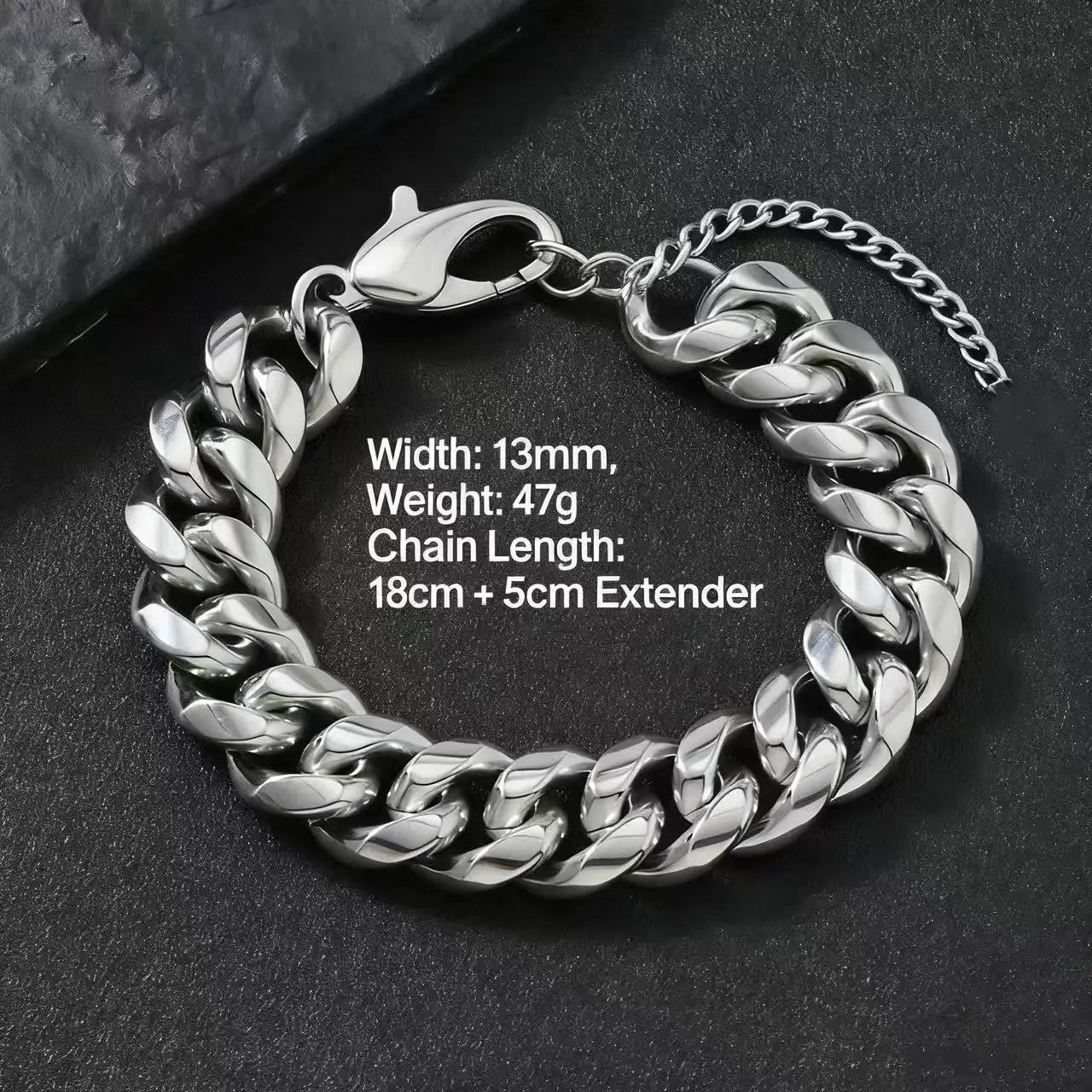 Cuban Steel Bracelet 316L 13mm/15mm Punk