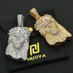 Gold Jesus Face Pendant Necklace Iced Out 18K