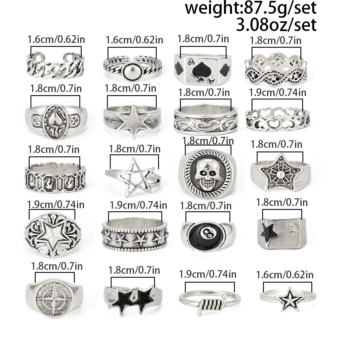 Gothic Pentagram Silver Ring