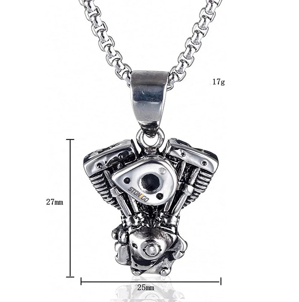 Vintage Motorcycle Chain Necklace Stainless Steel Pendant Biker Punk Gothic Jewelry Accessories