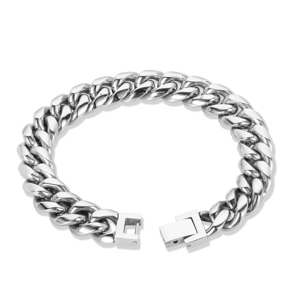 Black Cuban Chain Bracelet Stainless Steel Miami