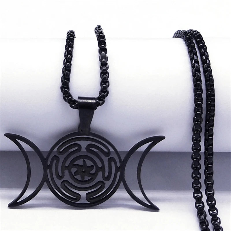 Hekate Wheel Moon Sun Pendant — Stainless