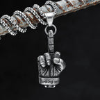 Middle Finger Skull Pendant Necklace — 316L Stainless Steel