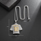 Full Zircon Pendant Necklace Hip Hop Cool Mumber 10 Super Soccer Star Fan Stainless Steel Clavicle Charming Jewelry Men