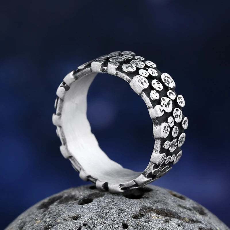 Viking Gothic Geometry Band Ring for Men — Stainless Steel