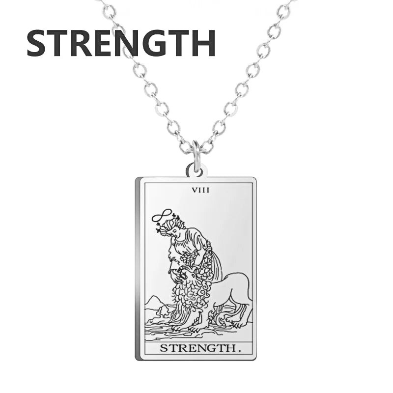 LIKGREAT Tarot Card Necklace Major Arcana Tarots Stainless Steel Necklaces Divination Jewelry Birthday Gift for Women