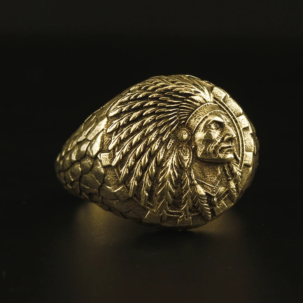 Indian Chief Biker Ring — 925 Silver