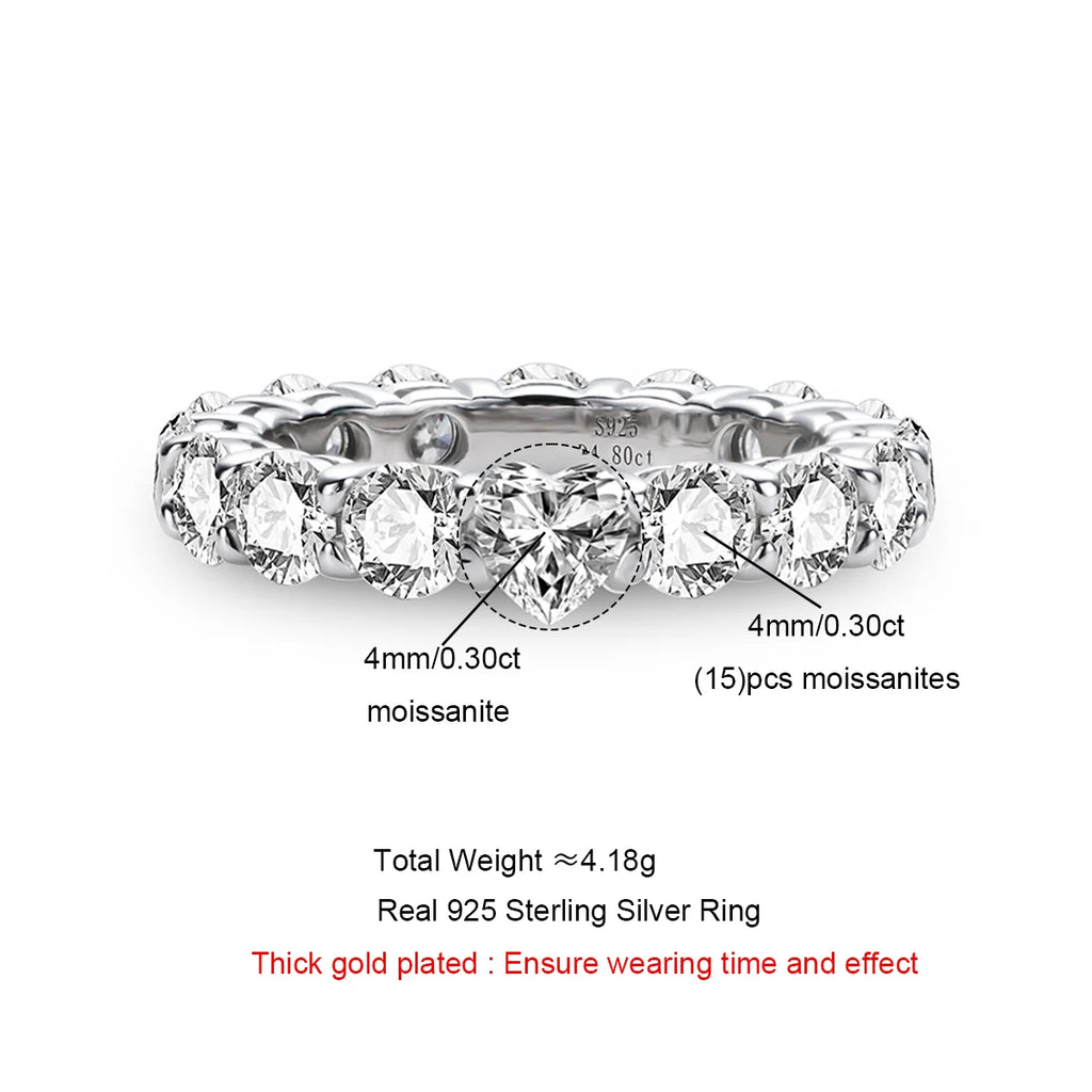 Heart Diamond Engagement Ring — 925 Silver