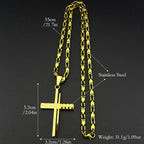 Gold Jesus Cross Pendant Necklace Byzantine — Stainless Steel