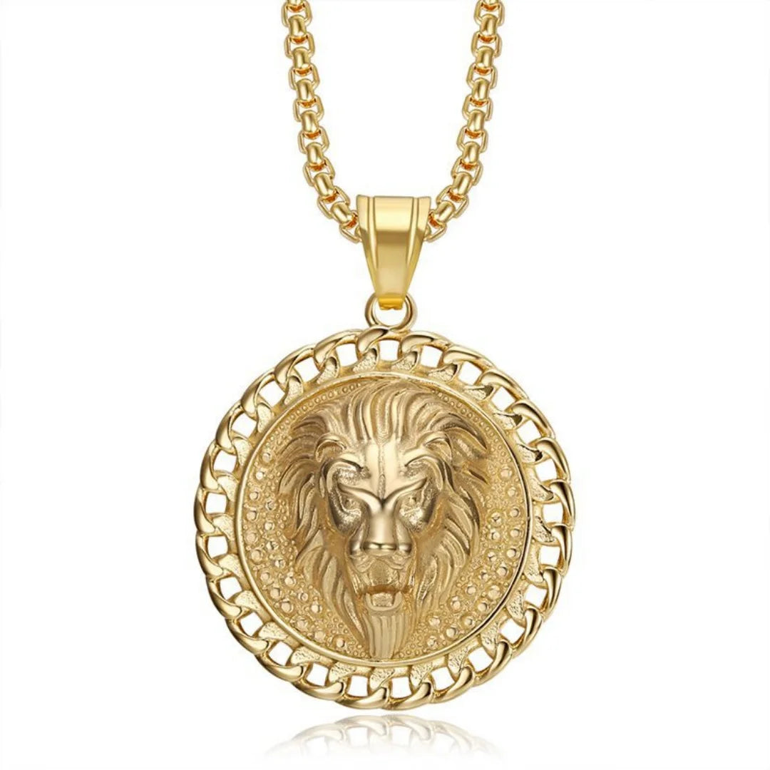 Iced Out Lion Gold Pendant Necklace