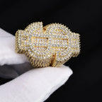Gold Iced Out Money Sign Ring Statement