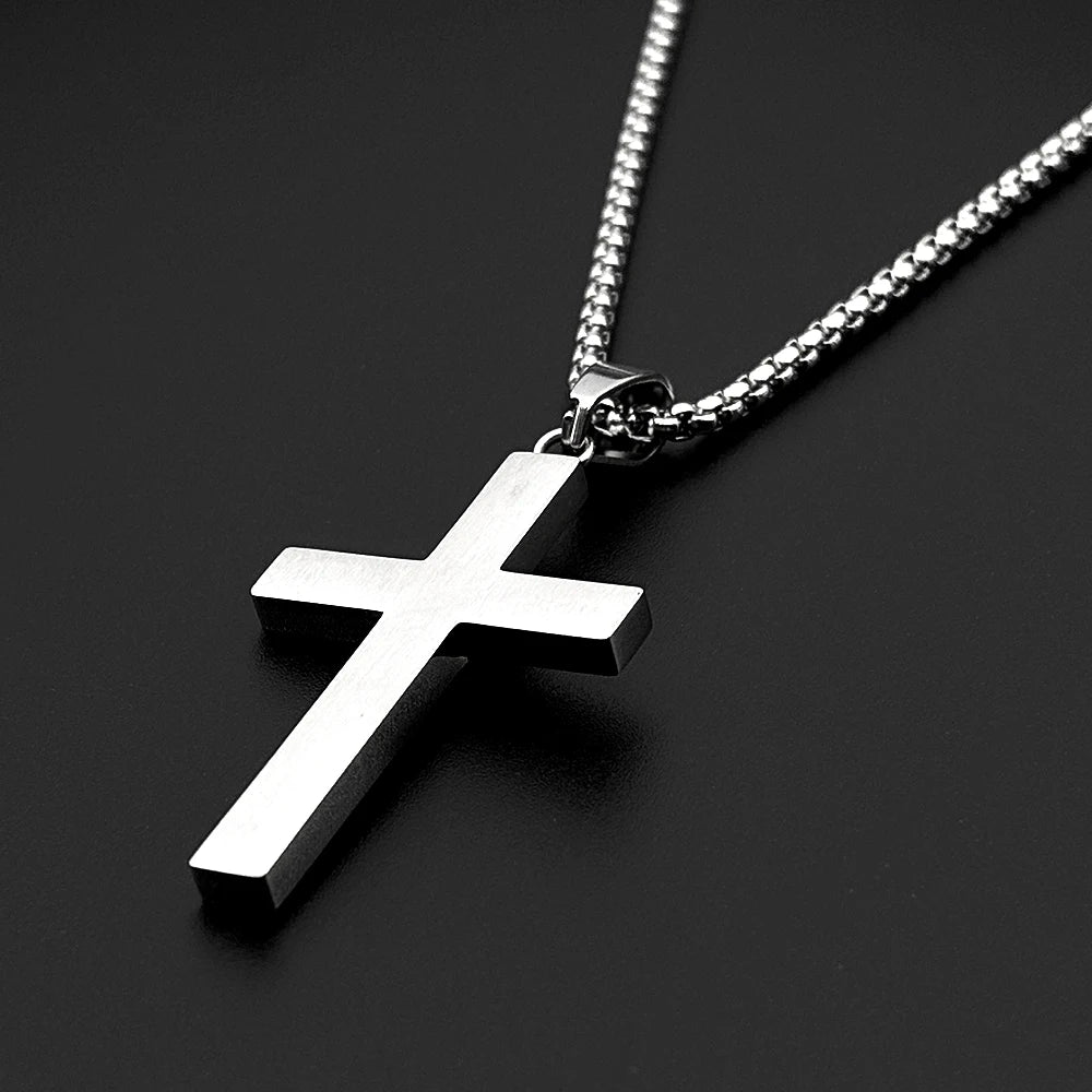 Jesus Starburst Cross Necklace — Stainless Steel Box Chain
