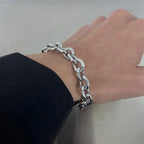 Simple Stainless Steel Men Bracelet INS Silver Color OT Buckle O-Circle Chain Bracelet Fashion Women Jewelry Fashion