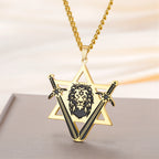 Lion Head Pendant Necklace — Gold