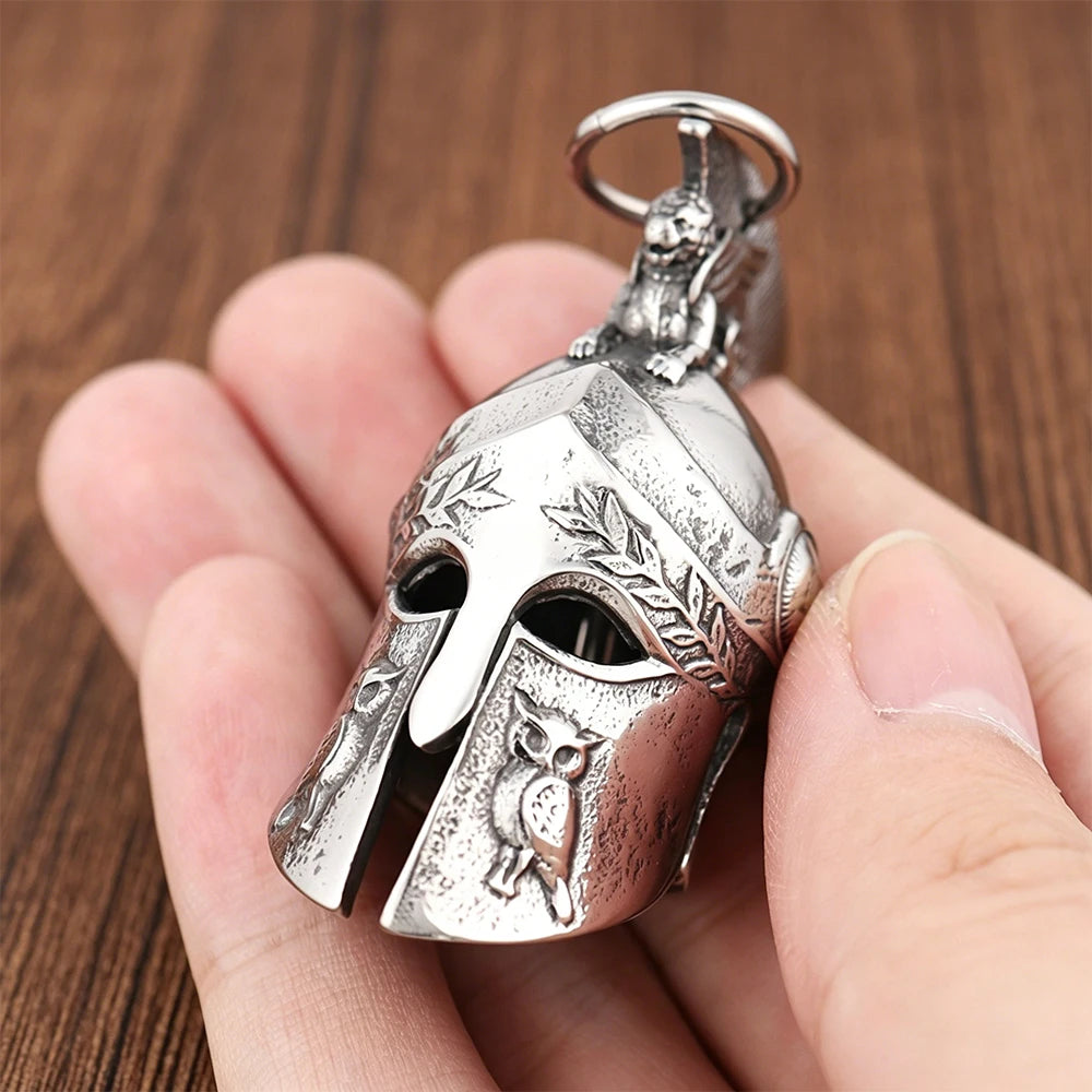 Spartan Roman Viking Bell Pendant Necklace Men Women Vintage Biker Punk Lucky Amulet Helmet Stainless Steel Jewelry Gift Dropshi