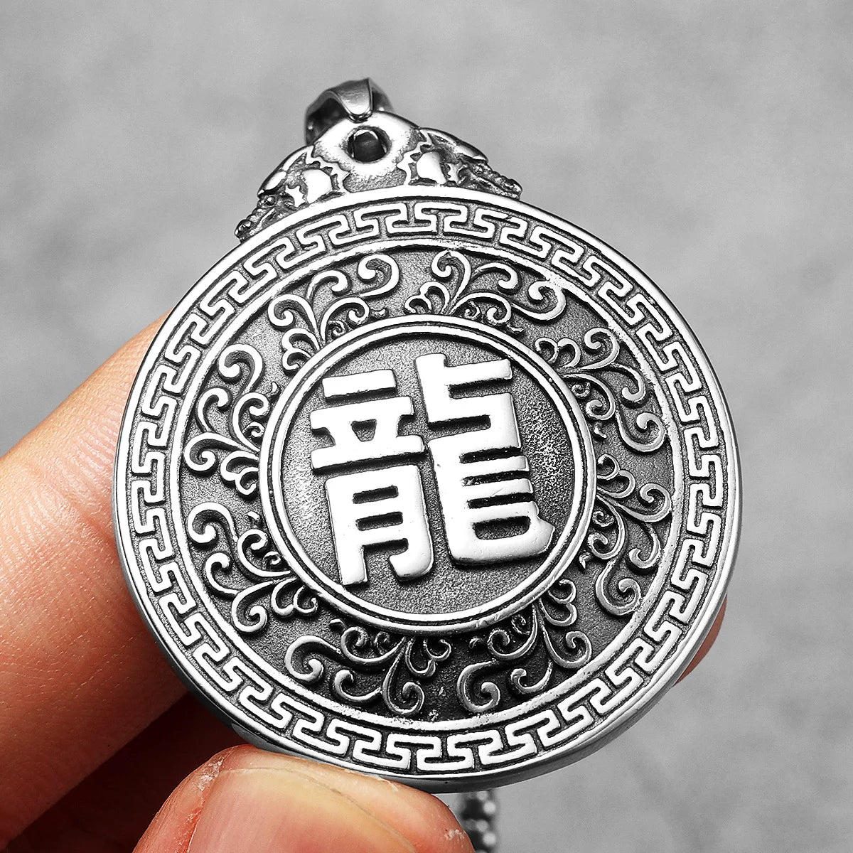 Chinese Dragon Pendant Necklace — Stainless Steel