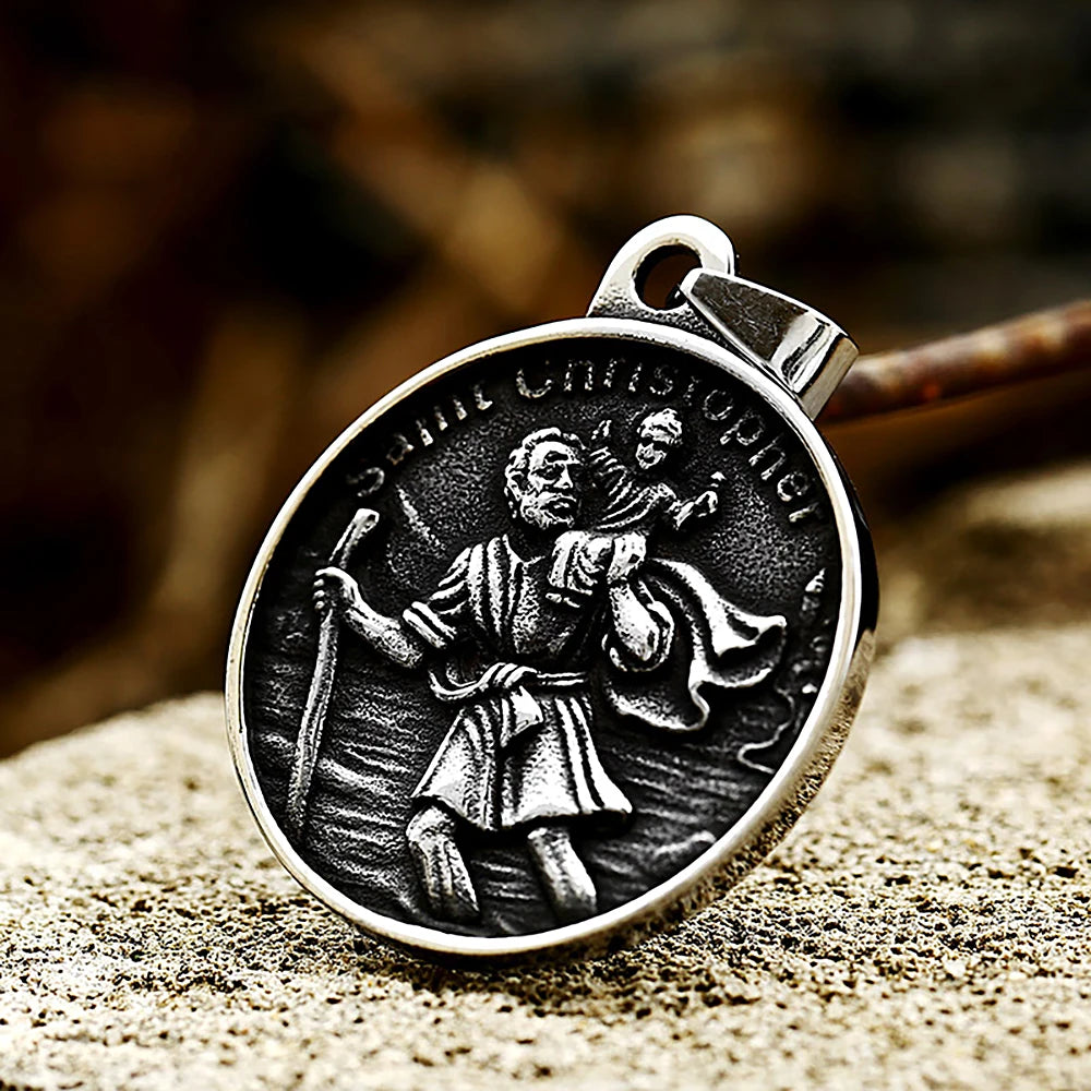 Men Stainless Steel Catholic Patron Saint Pendant Michael St. Michael The Archangel Pendant Necklace Jewelry Gifts Dropshipping