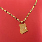 Ghana Map Pendant Necklace Laser Carved African Style — Gold-Tone