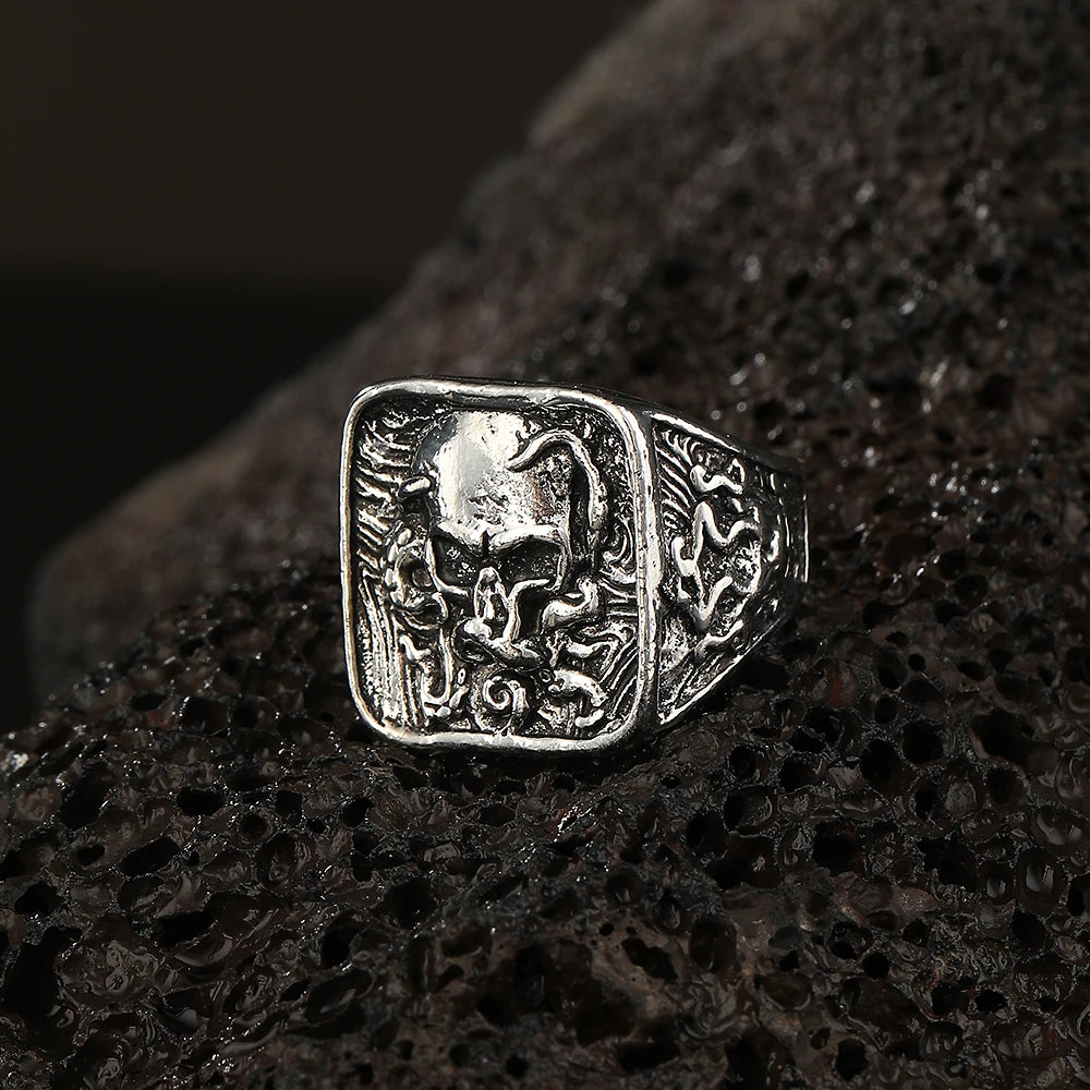 Robot Ghost Skull Open Ring — Stainless Steel