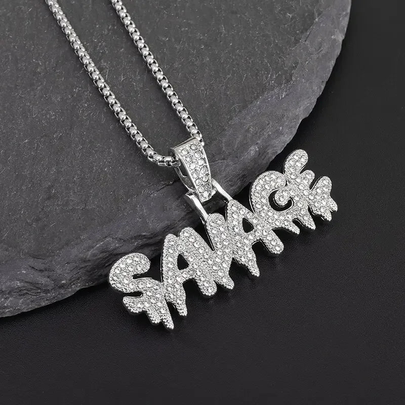 Crystal Pistol Pendant Necklace — Iced Out Two-Tone Street Chain