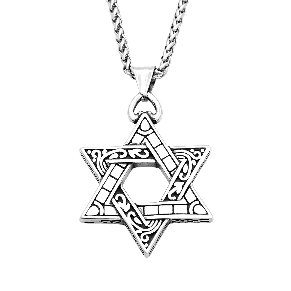 Star Steel Pendant Vintage David Punk Hexagonal