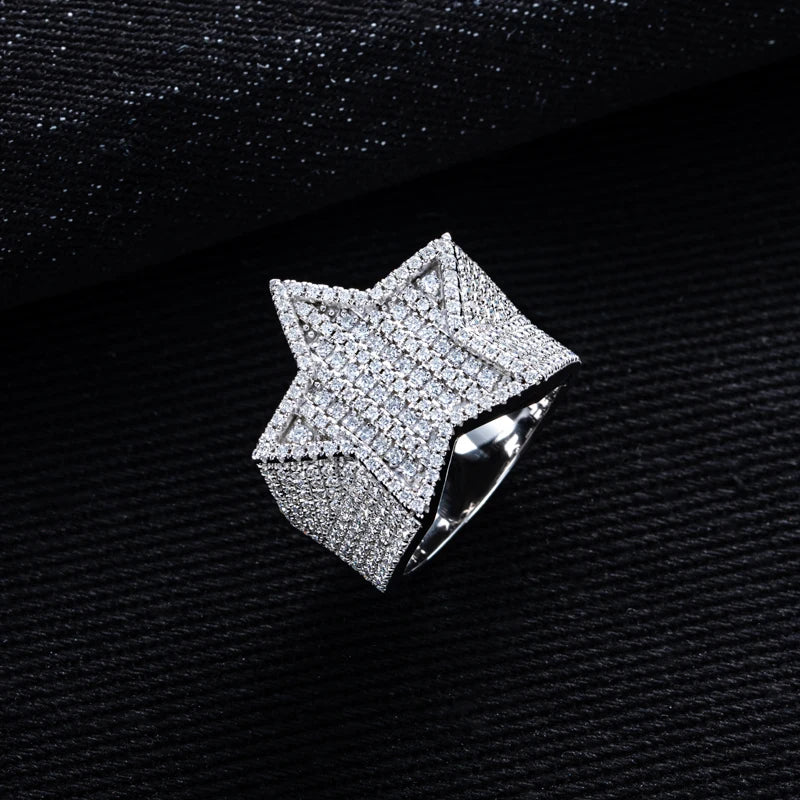 Iced Out Pentagram Ring — 14K Gold