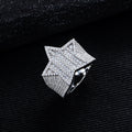 MossanRappr 1.54cttw New Moissanite Iced out Pentagram Ring 14K Gold Plated Hip Hop Ring Heavy Metal Fine Jewelry Gifts for Men