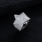 MossanRappr 1.54cttw New Moissanite Iced out Pentagram Ring 14K Gold Plated Hip Hop Ring Heavy Metal Fine Jewelry Gifts for Men