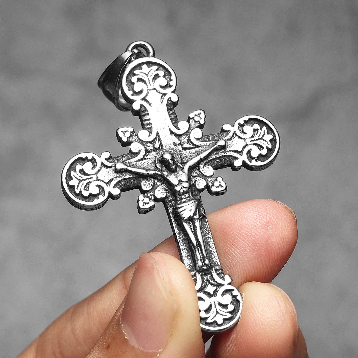 Jesus Cross Pendant Necklace — Stainless Steel