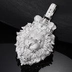 Iced Out King Lion Pendant Necklace — Two-Tone