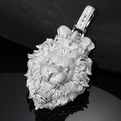 Iced Out King Lion Pendant Necklace — Two-Tone Stainless Steel