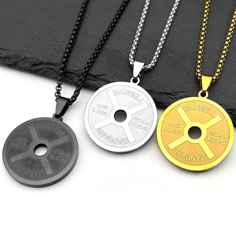 Barbell Plate 45 LB Dumbbell Pendant — Gold