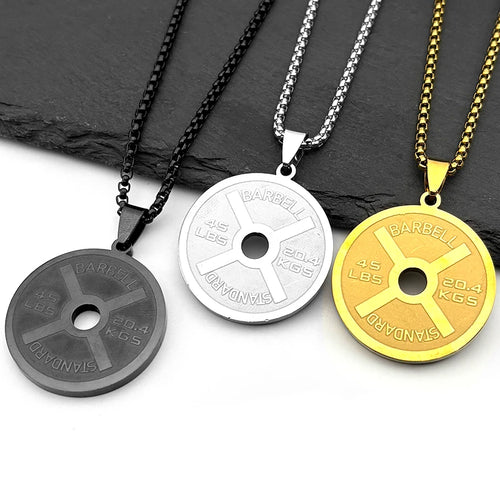 Barbell Plate 45 LB Dumbbell Pendant — Gold