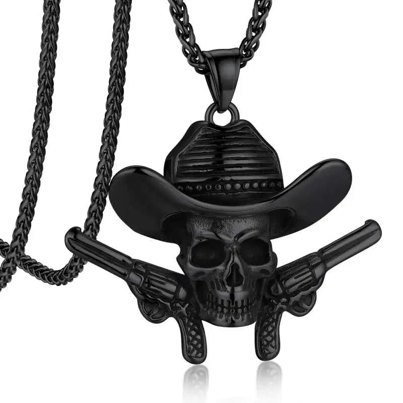 Skull Pendant Necklace — Stainless Steel Gothic