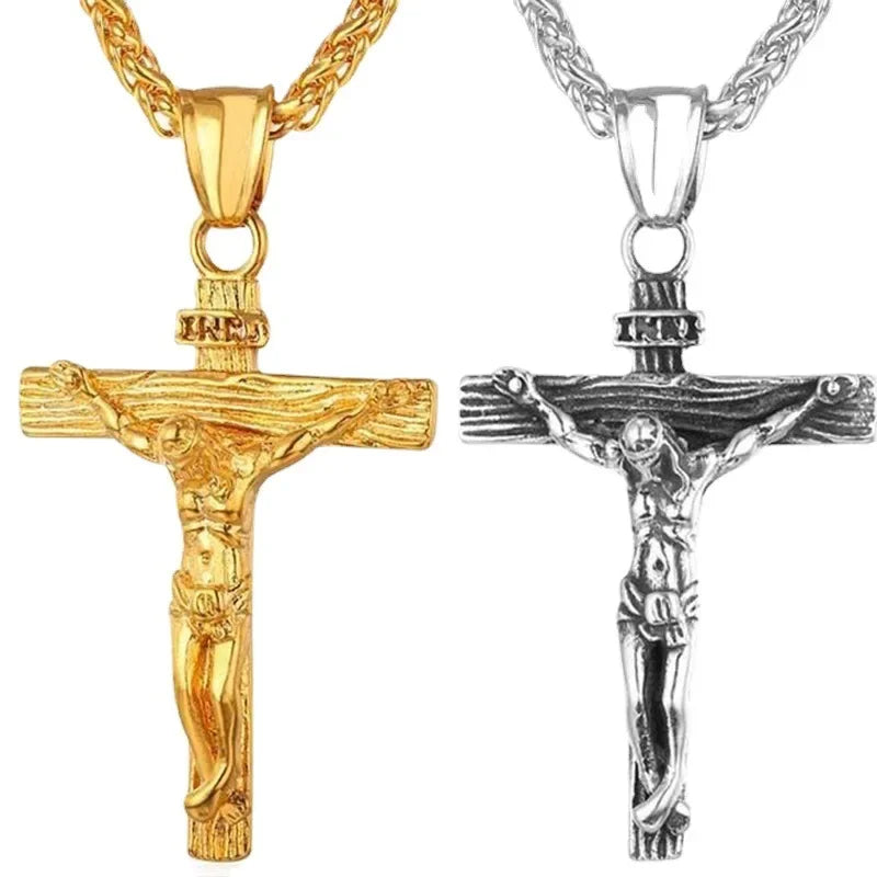 Jesus Cross Gold Pendant Necklace