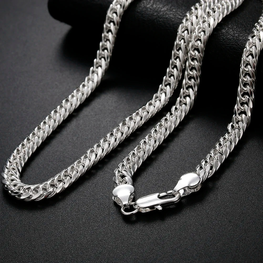 50-60cm wholesale 925 Sterling Silver 6MM Solid chain Necklace for Men's Women Luxury Fashion Wedding Jewelry Christmas Gifts