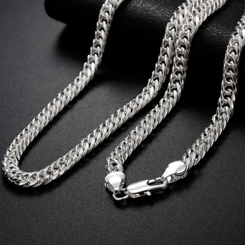 50-60cm wholesale 925 Sterling Silver 6MM Solid chain Necklace for Men's Women Luxury Fashion Wedding Jewelry Christmas Gifts