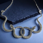 Medusa Double Snake Pendant Necklace — Two-Tone