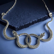 Medusa Double Snake Pendant Necklace — Two-Tone