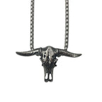 Vintage Stainless Steel Bull Head Skull Pendant Necklace Men Biker Animal Skull Bull Necklace Gothic Jewelry Gift