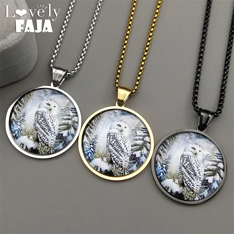 Owl Gold Pendant Necklace — Stainless Steel