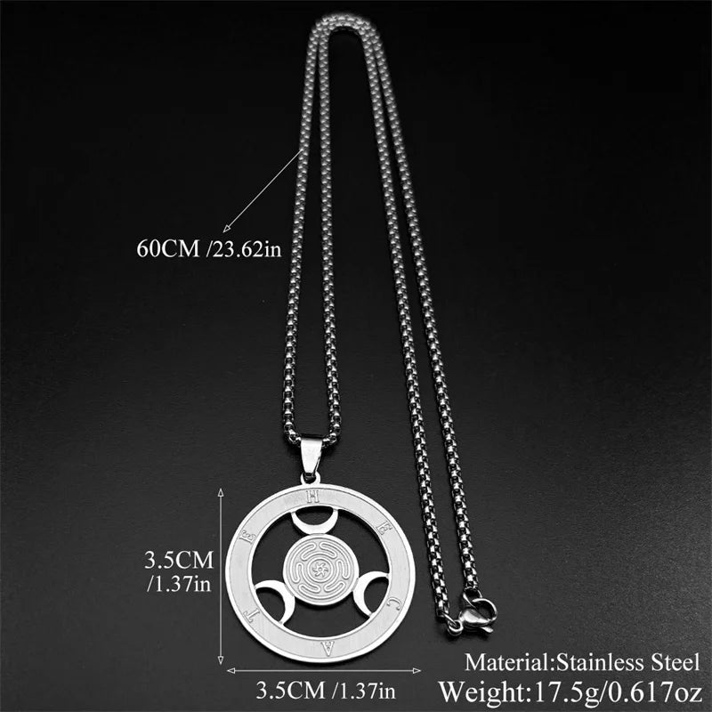 Hecate Wheel Pendant Necklace — Stainless Steel