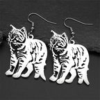 Cat Two-Tone Earrings Lovely Animal Hollow Hoop